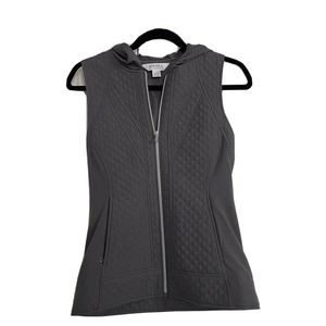 ANNIKA Cutter & Buck Gray Quilted Golf Vest Hood Hoodie Jacket Womens Sz XS